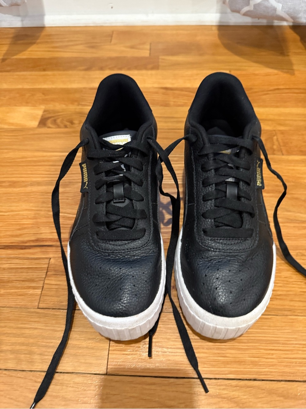 Puma CALI Wedge Black Leather Sneakers - Women Size 8.5